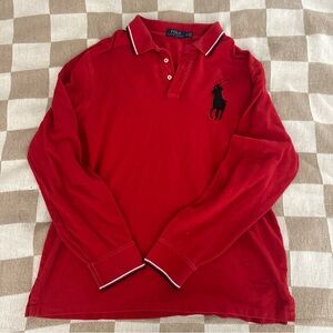 VTG Polo Ralph Lauren Big Pony Red Long Sleeve Polo Men’s XL TG